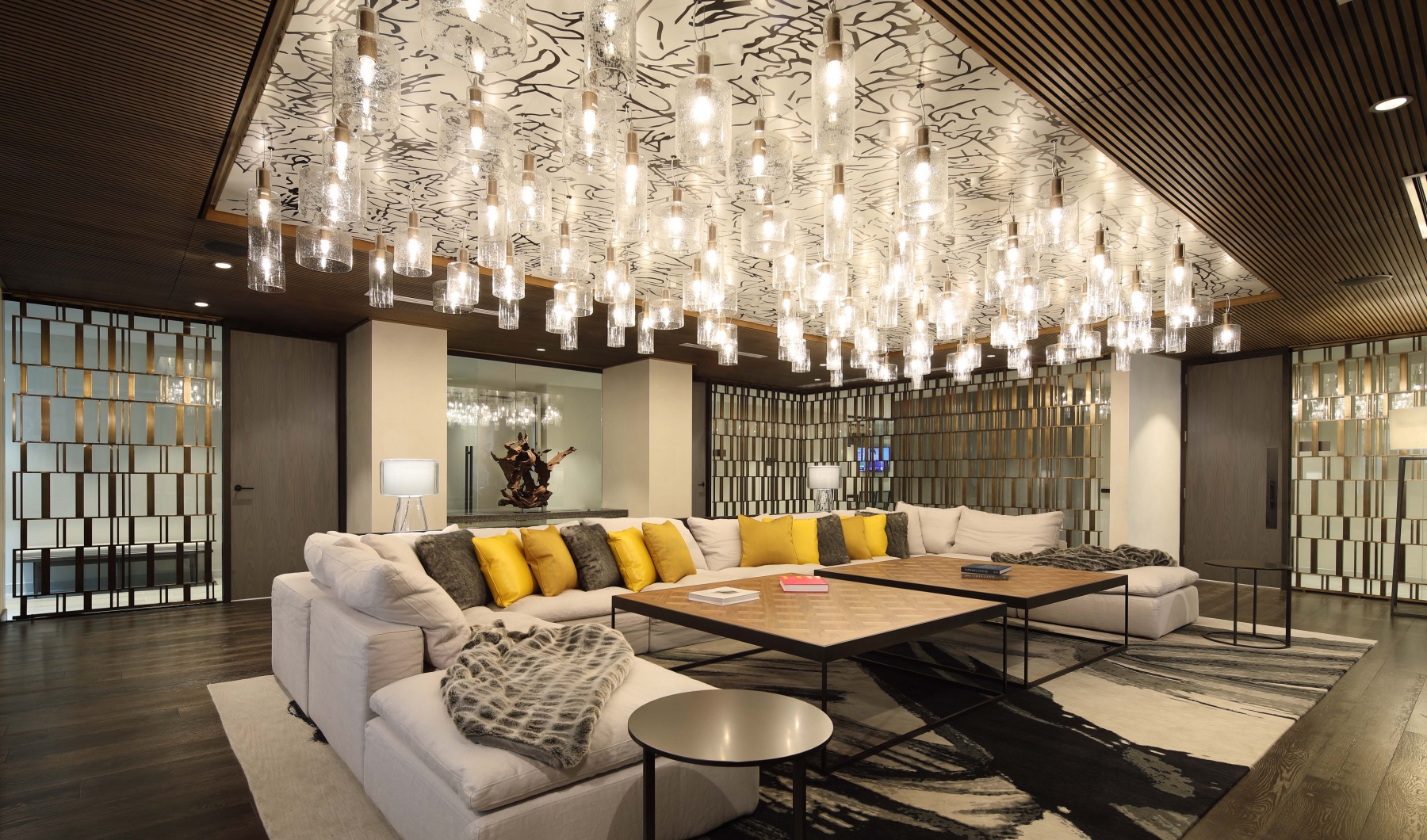 Ornate clubroom with lounge seating Ornate clubroom with lounge seating