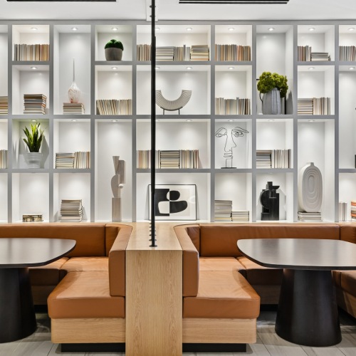 Modern resident lounge and clubroom with luxury seating at Centro Arlington