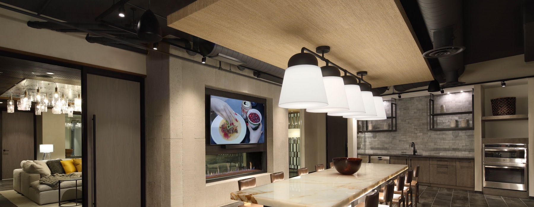 Resident clubroom with modern lighting